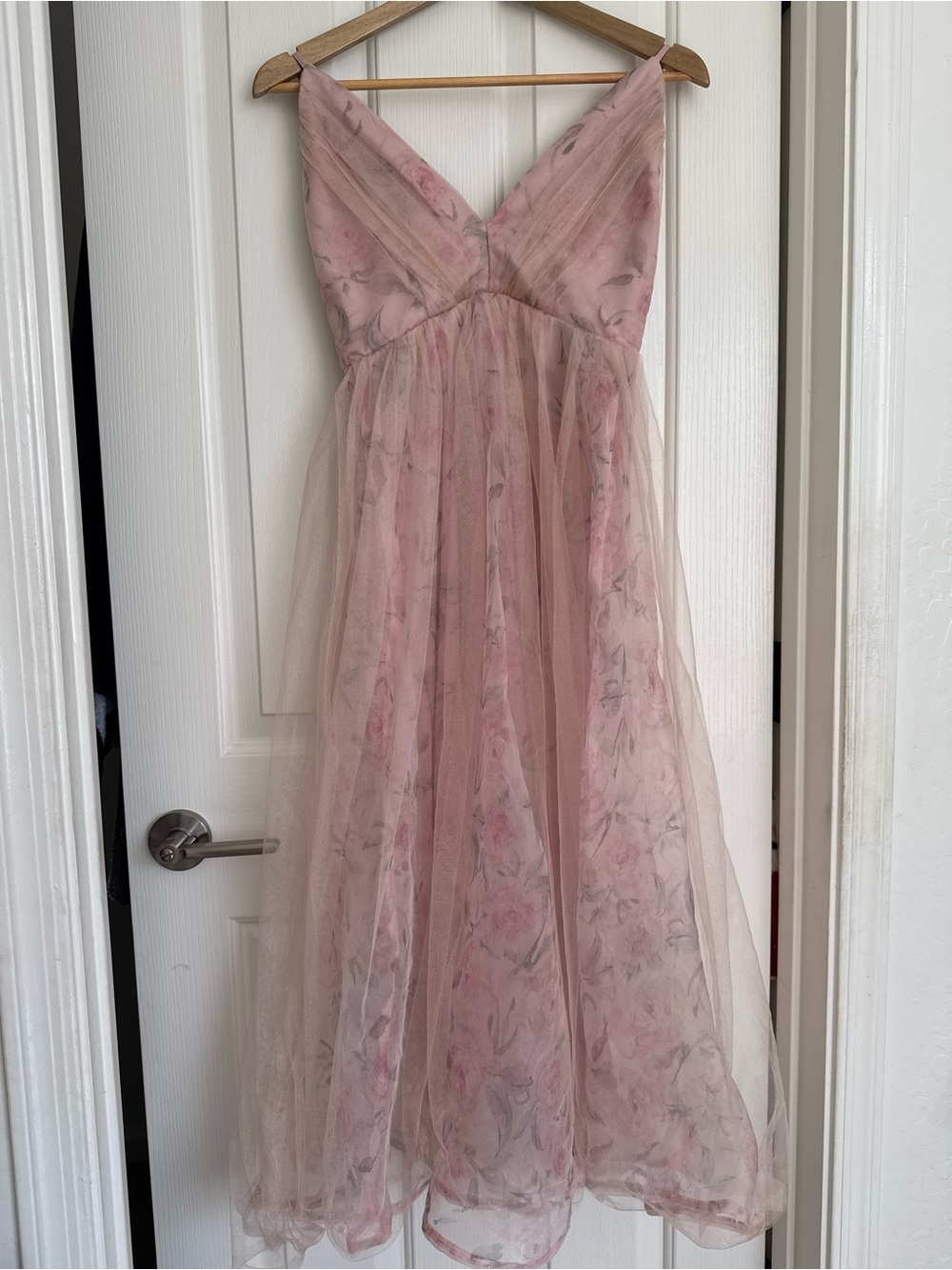 Lulu's Dusty Rose Floral Tulle Dress xs
